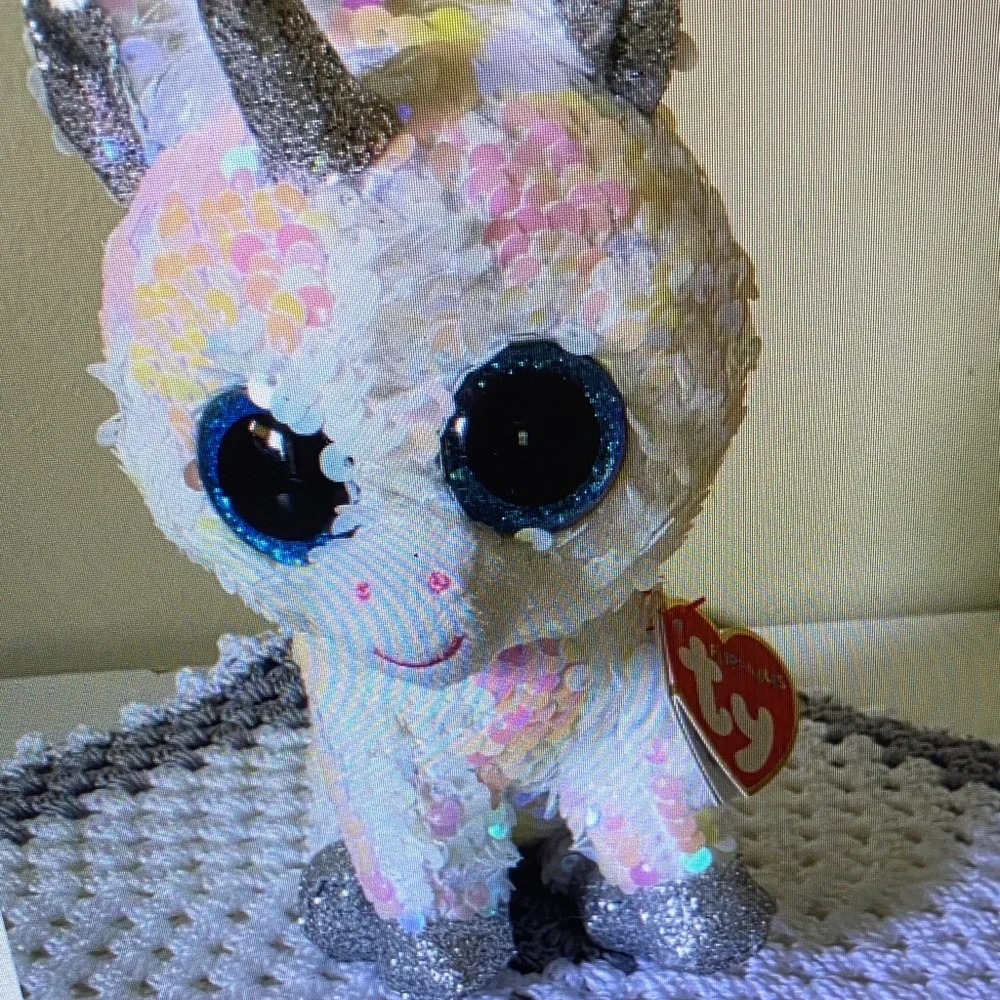 Ty Sequin Unicorn Plush - White with Pastel Accents and Silver Glitter